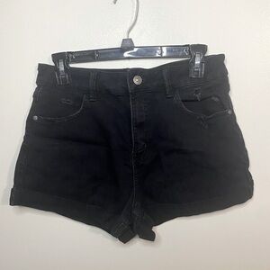 Rewash New York 7/28 stretch black distressed denim.